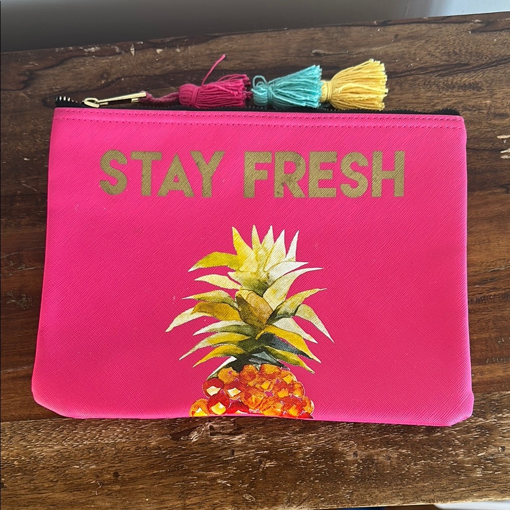 Pink 'Stay Fresh' Pouch with Pineapple Design